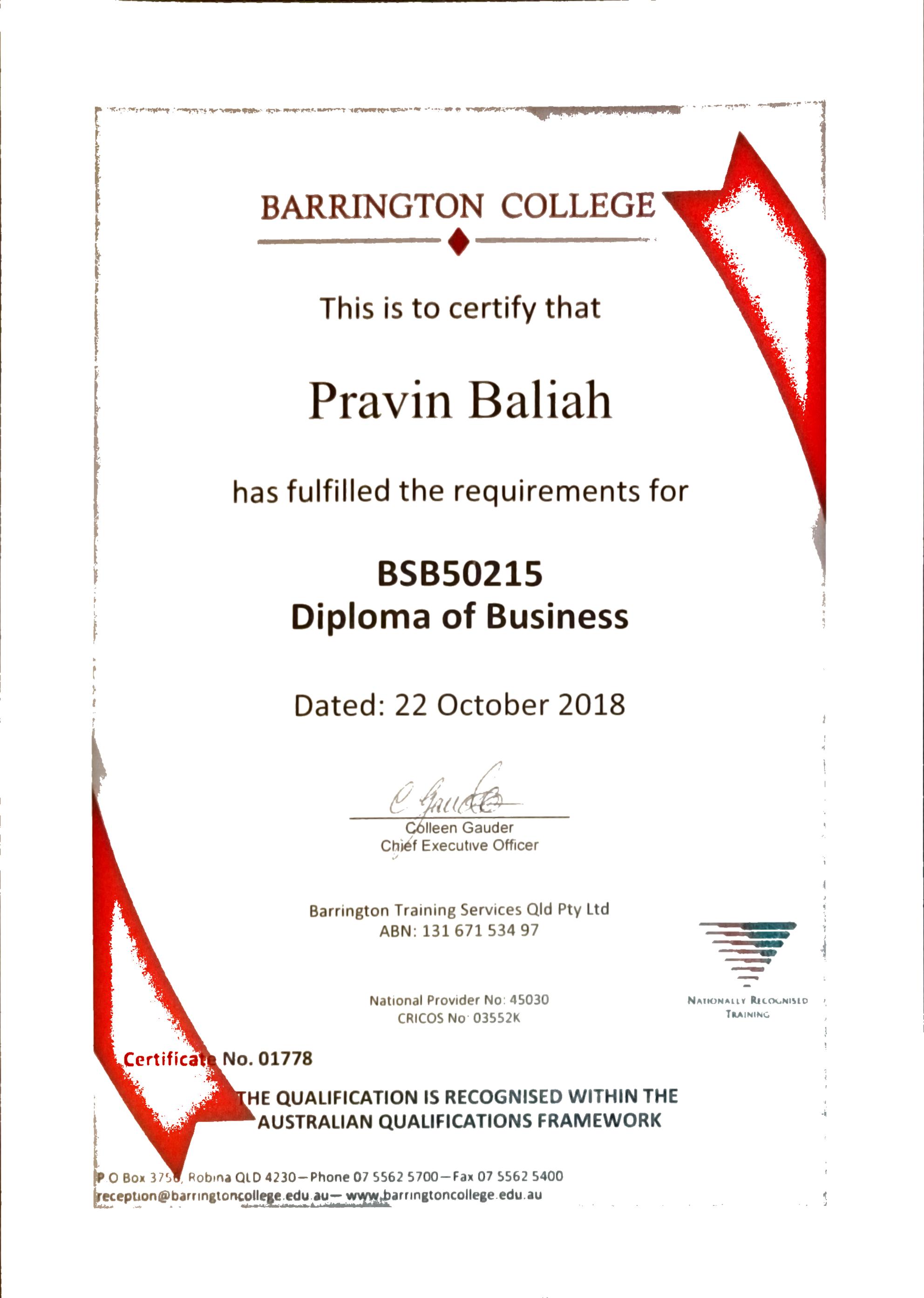 Barrington Diploma